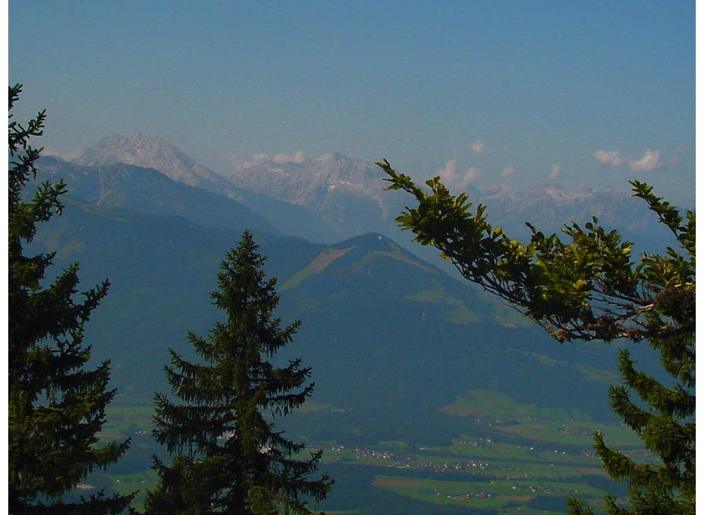 Watzmann, Hochkalter und Reiter Alpe vom Aufstieg zum Schlenken