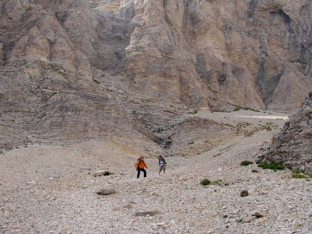 Glissade sur le pierrier