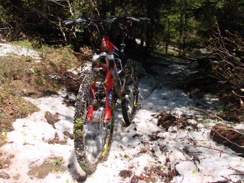 Sentier couvert par les grêlons