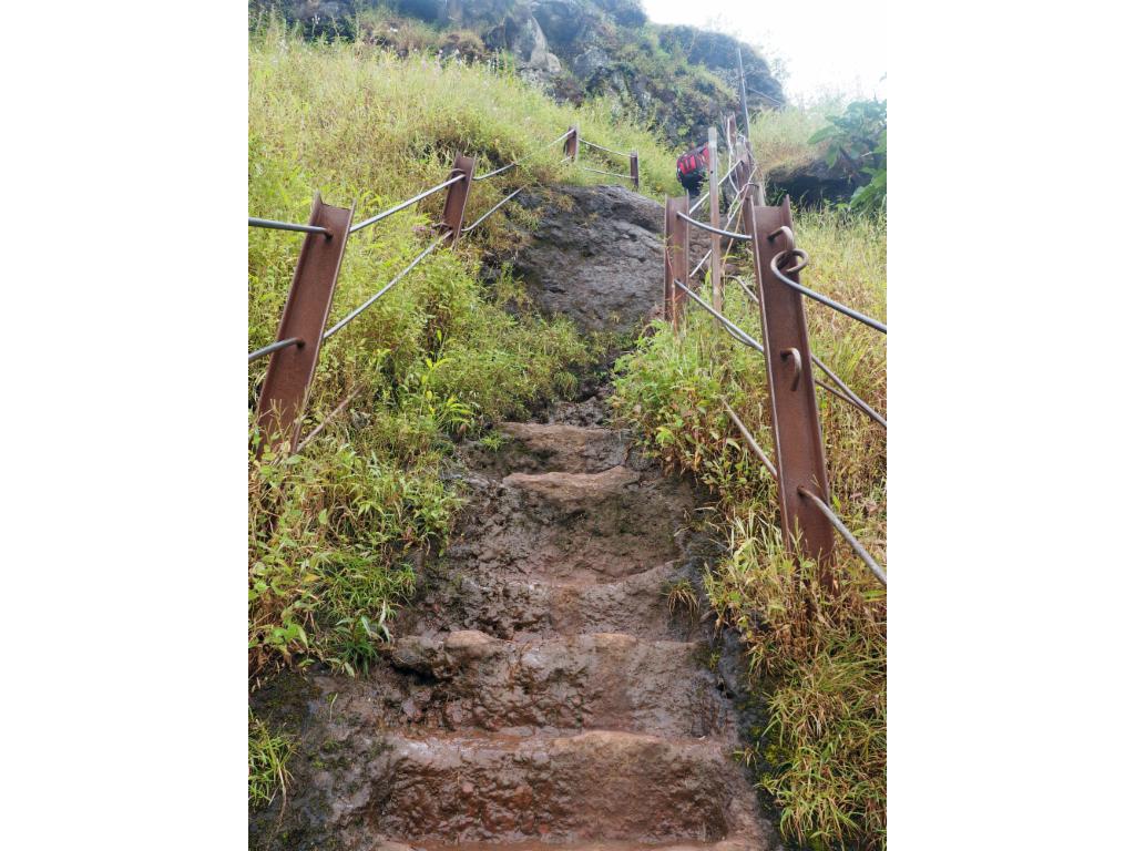 Slippery stairs leading up to Padmavati Maachi