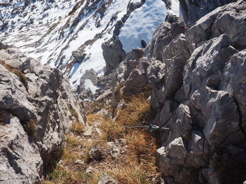 Kaminabstieg auf dem Weg von der Weißbachlscharte zum Ahlhorn