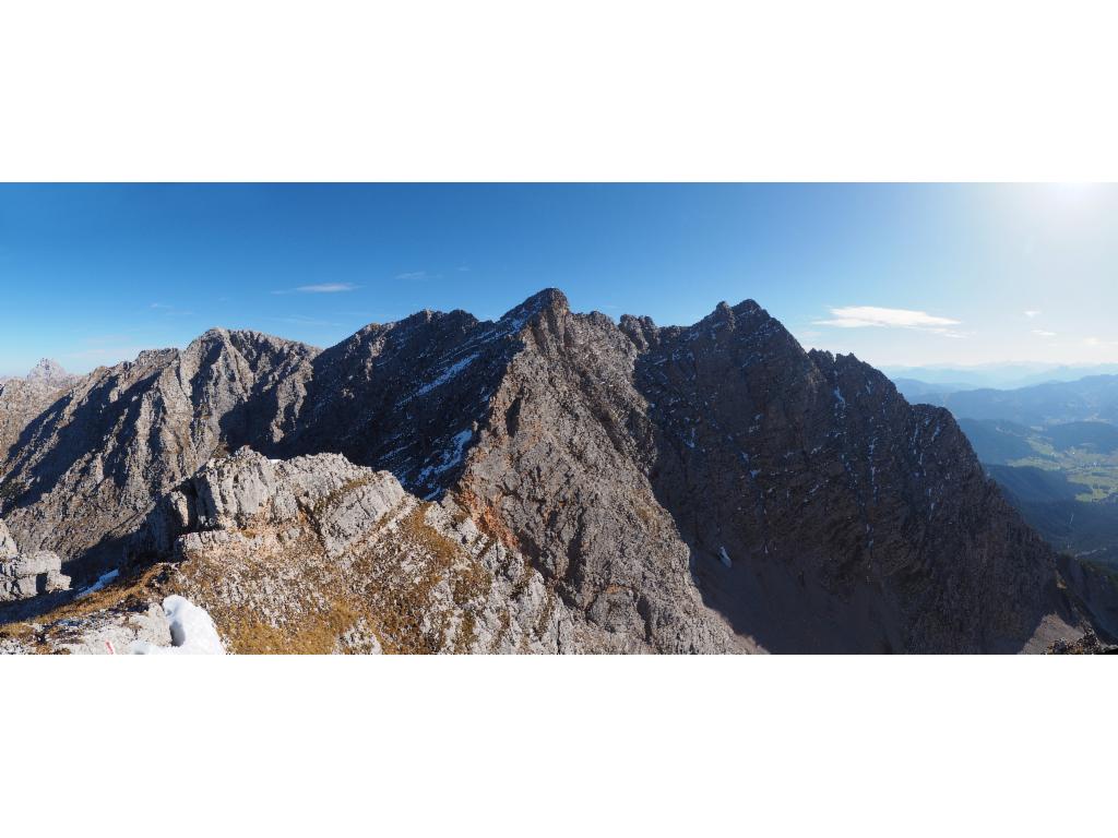 Panorama vom Persailhorn zum Ahlhorn, Mitterhorn und Breithorn