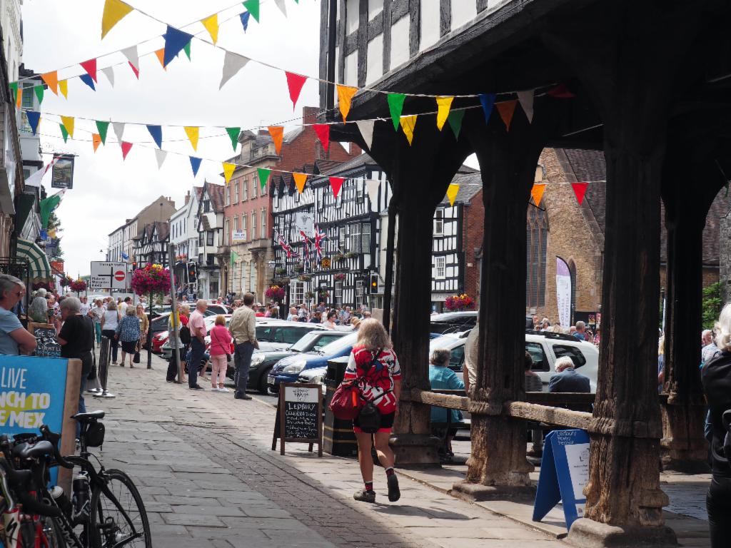 High Street, Ledbury, with the legs of the Market House