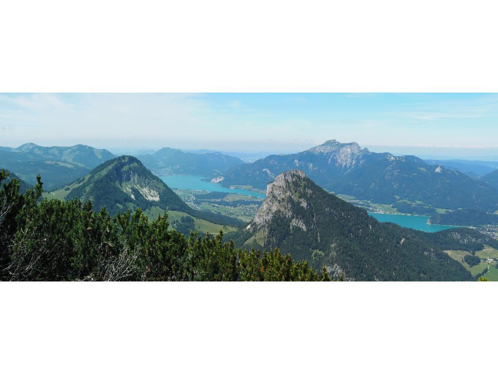 Wolfgangsee-Panorama vom Ausstieg aus der Rinne