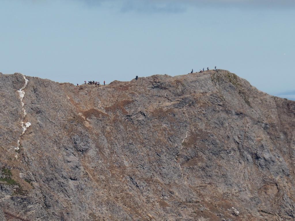 Hikers on the knife edge of Crib Goch