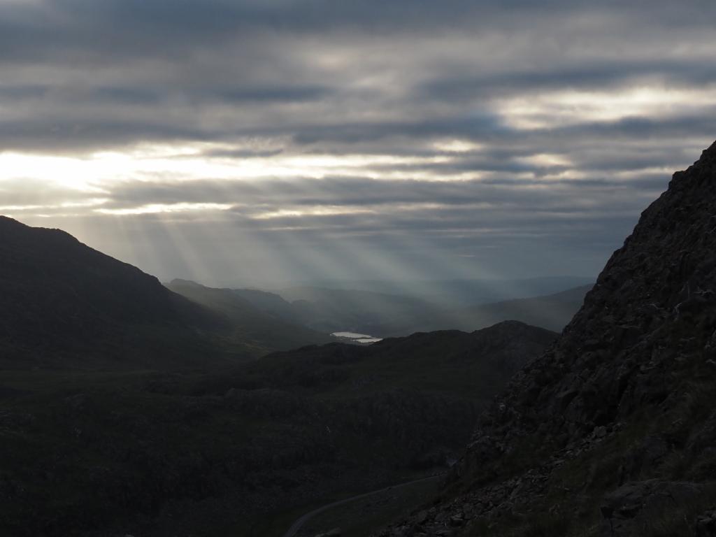 Llynau Mymbyr in the morning light breaking throught the clouds