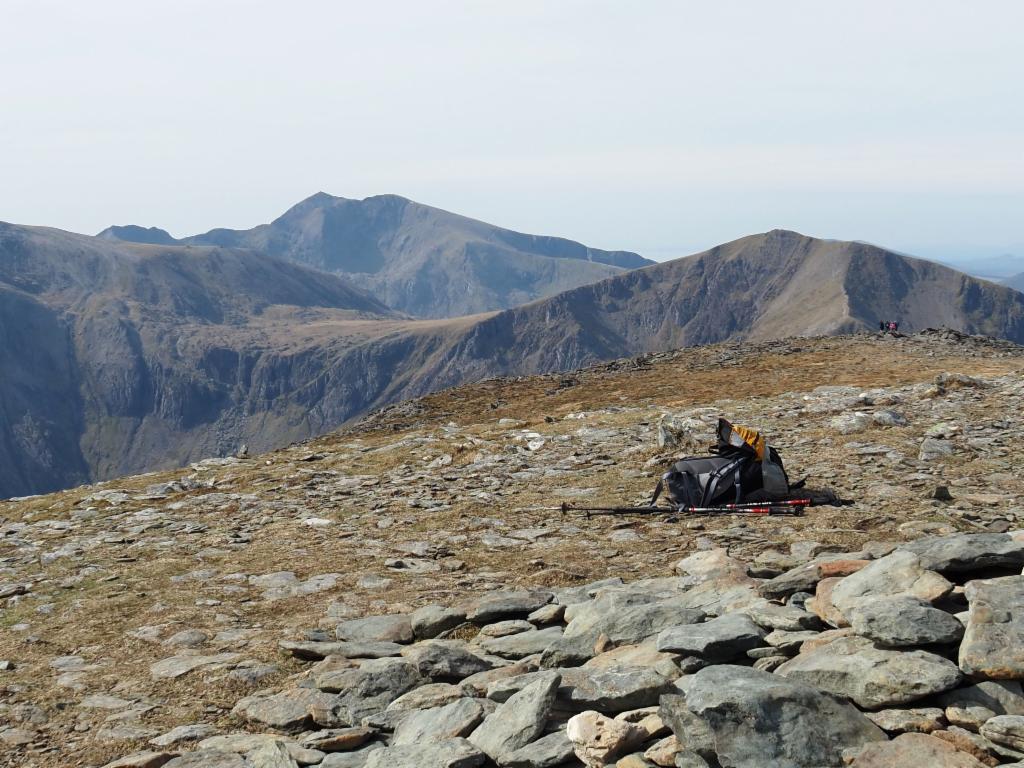 On the summit of Carnedd Dafydd with Mount Snowdon in the background