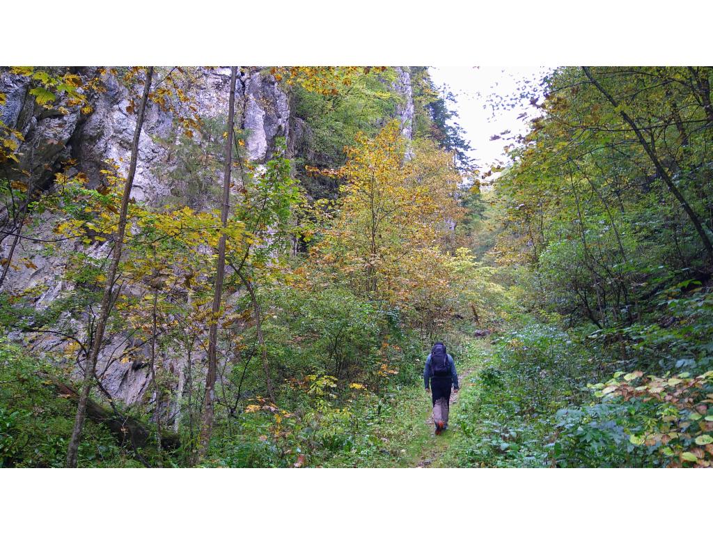 Weg zwischen steilen Felswänden