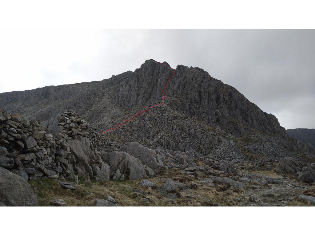 Chosen path from Bwlch Tryfan to Bristly Ridge