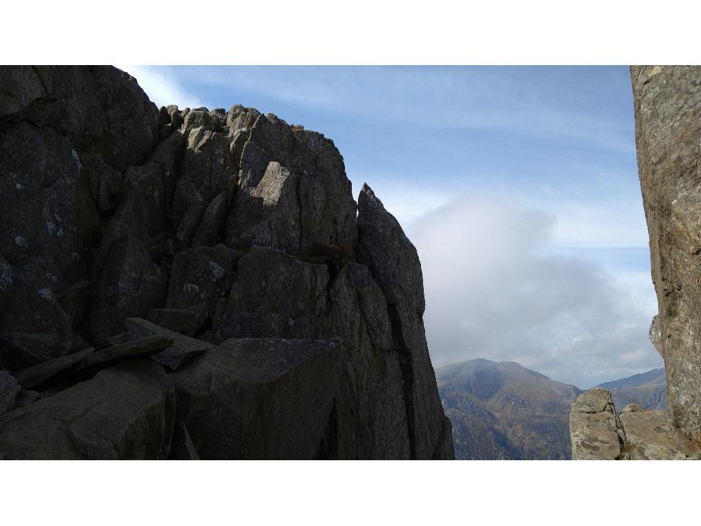 The gap between the pinnacles: exit upwards towards the left