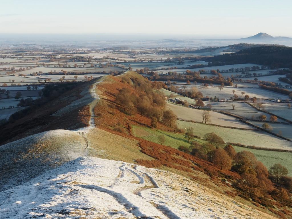 The Lawley ridge from the summit, in the background the Wrekin