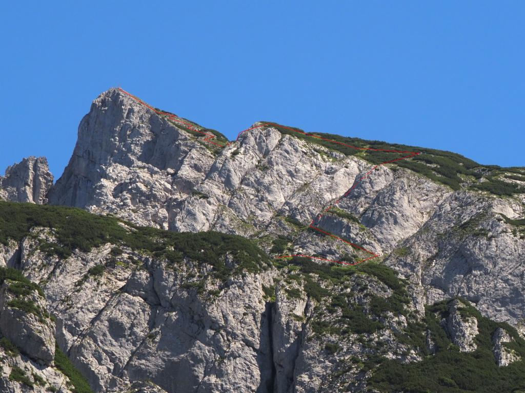 Angerstein vom Austriaweg: Routenverlauf durch die Nordwestwand