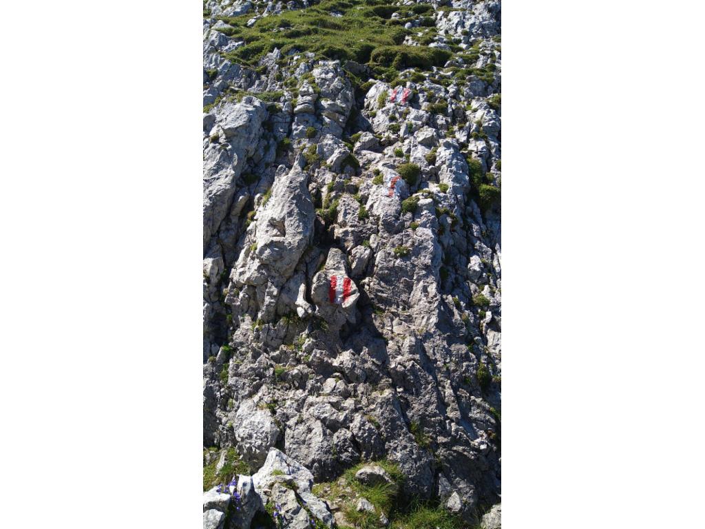 Kletterstelle im Abstieg in die Scharte