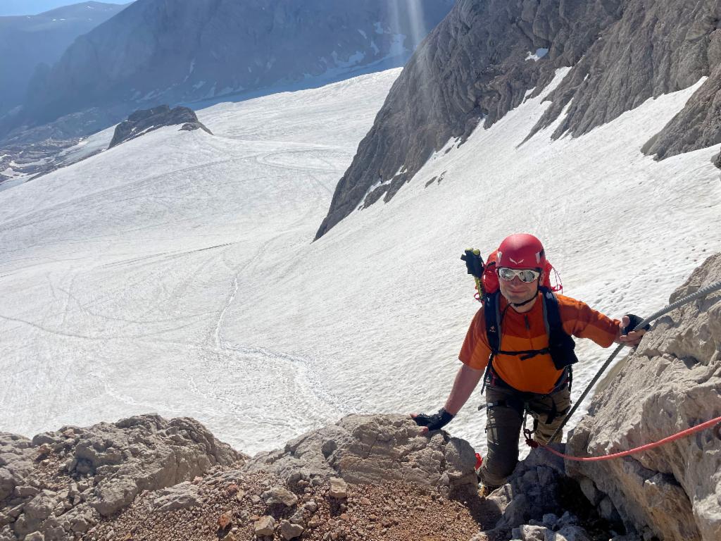 Peter im Randkluftklettersteig