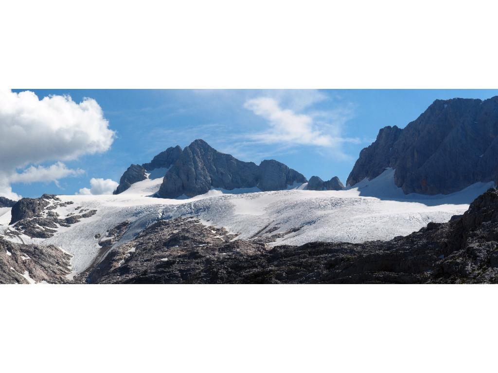 Hoher und Niederer Dachstein und Hohes Kreuz von der Simonyhütte