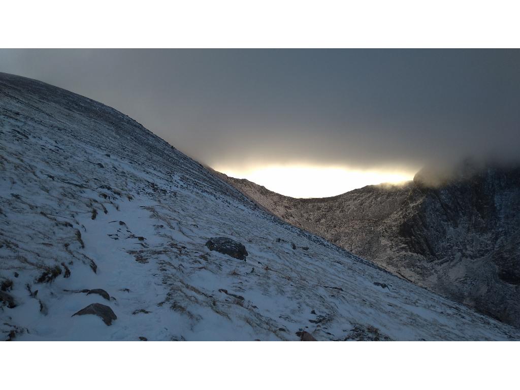 The summits are in the clouds.