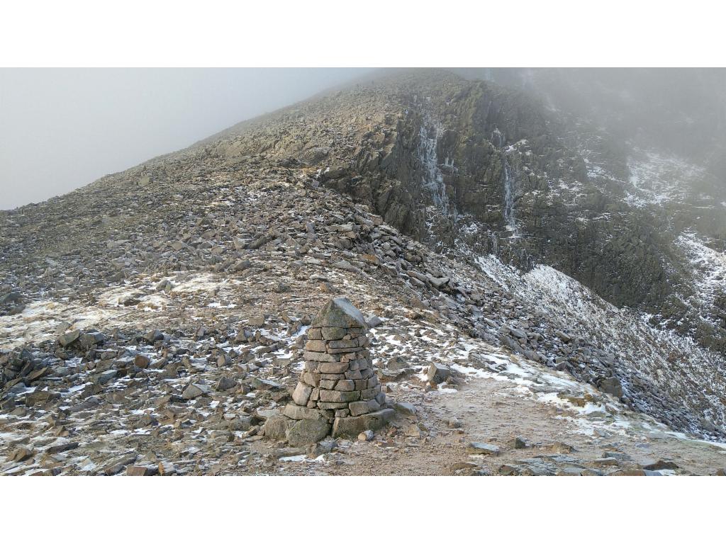 Cairn at the bottom of the southeast face