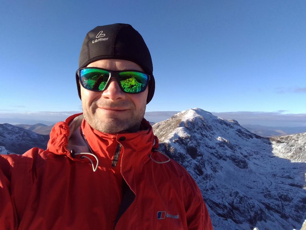 Enjoying the sun on Stob Coire Sgreamhach