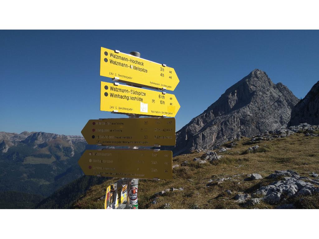 Wegweiser am Sattel unter dem Watzmannhaus